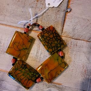 NWT Green, Fire-cracked Agate,Onyx & Copper 10" bracelet